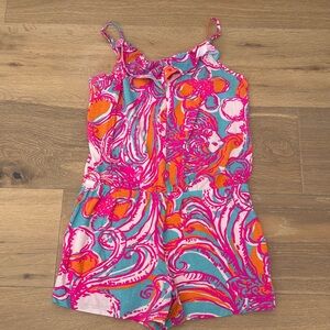 Lilly Pulitzer Girls Romper size XL (12-14) pink blue orange white